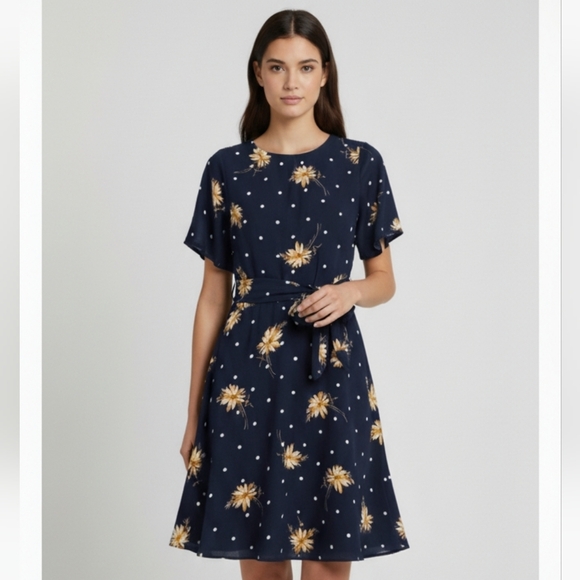 Banana Republic Factory Dresses & Skirts - Banana Republic Factory Black Dress with Floral and Polka Dots